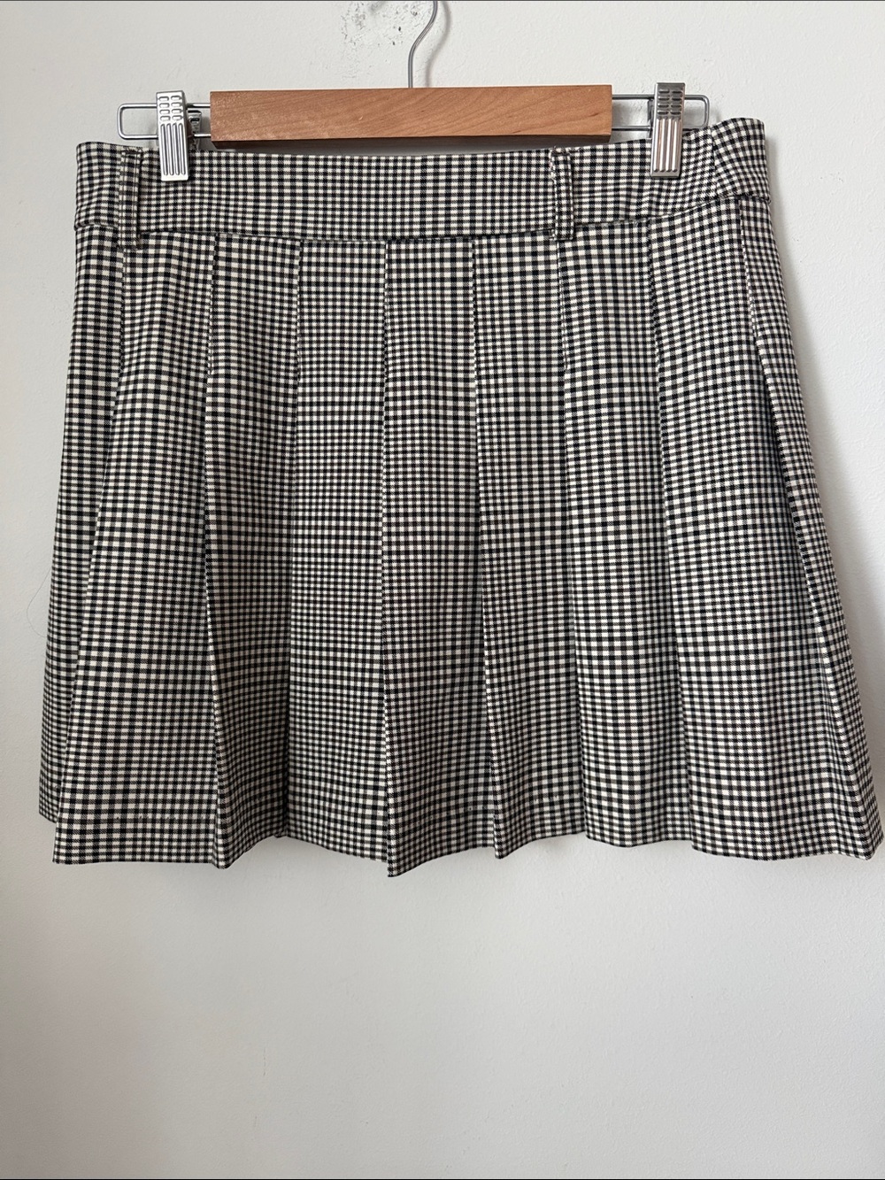 Gingham Pleated Mini Skirt